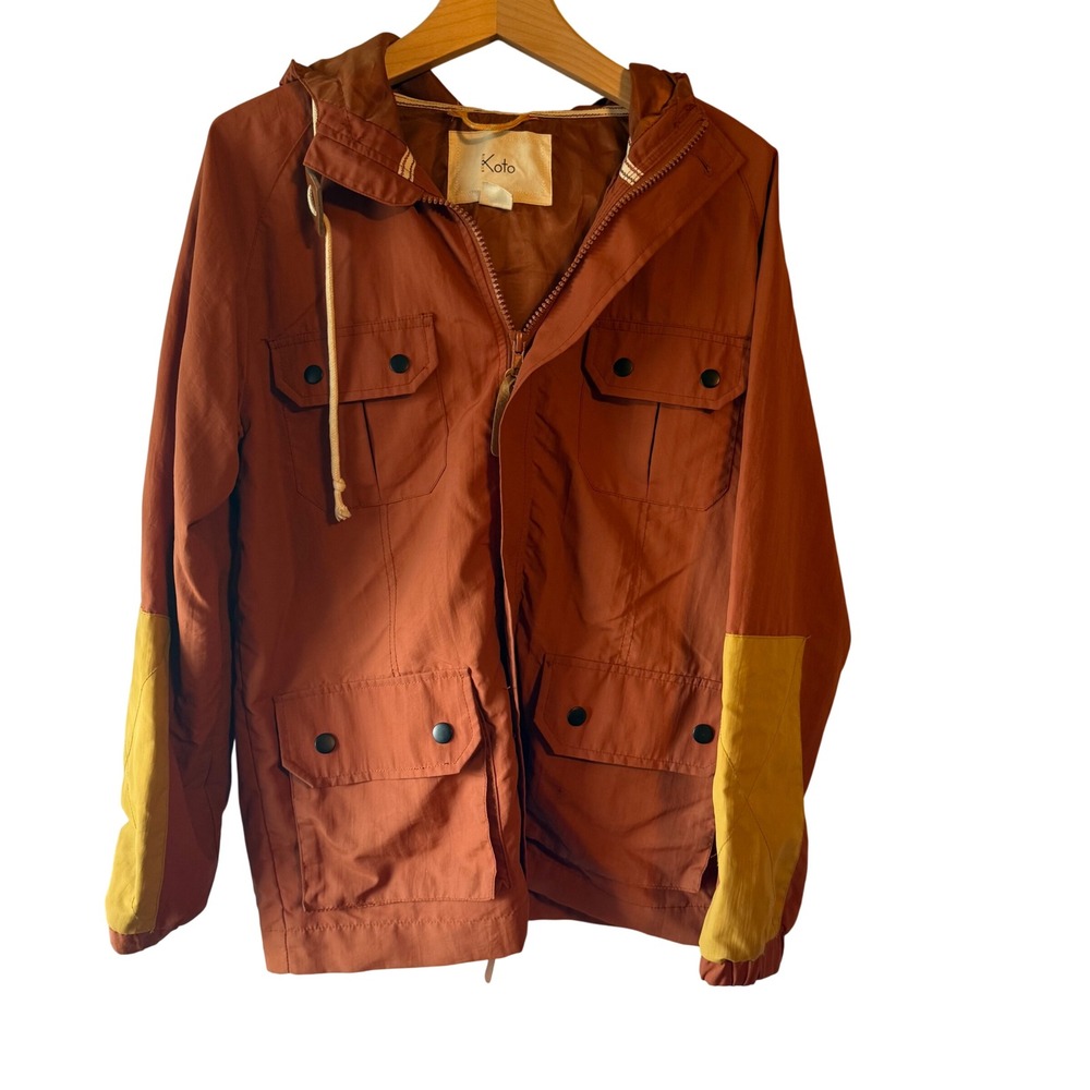 Koto‎ Urban Outfitters Anorak Jacket Men's M Rust Yellow Colorblock